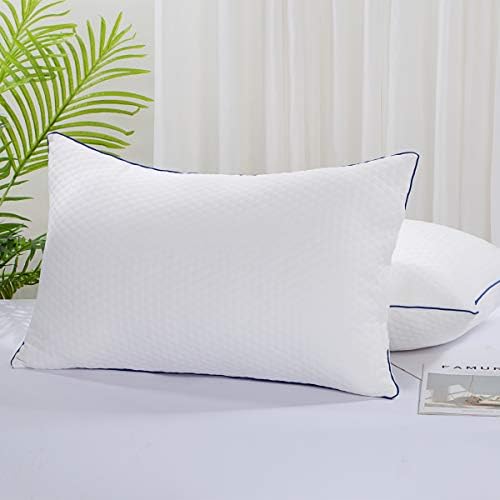 Tminnov Soft Bed Pillows 2 Pack,Hotel Quality Pillows,Skin-Friendly Odorless & Anti Allergy Dust Mite Resistant (Polyester-Blue)