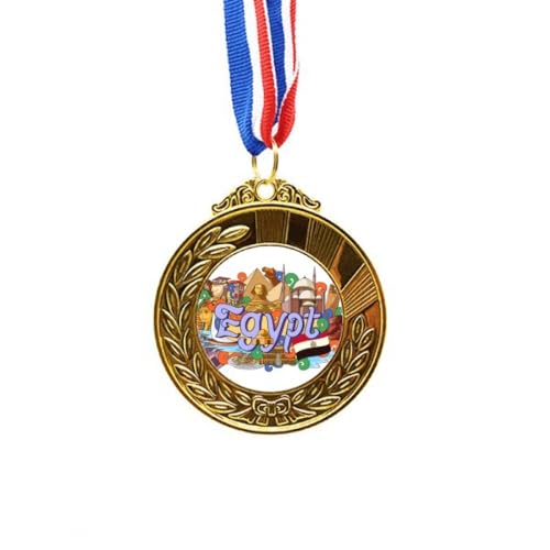 Medalla de oro Faraón Pyrad Egipto de alta calidad con cinta de premio
