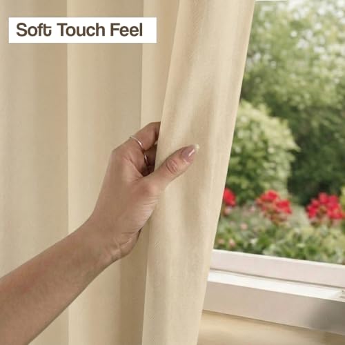 Image of FRESH FROM LOOM 6 ft | Non-Ring Curtains | 100% Blackout | Premium | Non-Ring Curtains | S-Wave Pleat | Parda | Light Block Blackout Parde | (Cream | 6 Feet Long, Set of 2)