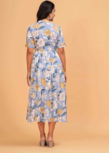 Image of Jikonet Women's Western Dress Floral Printed Cotton Maxi Dress