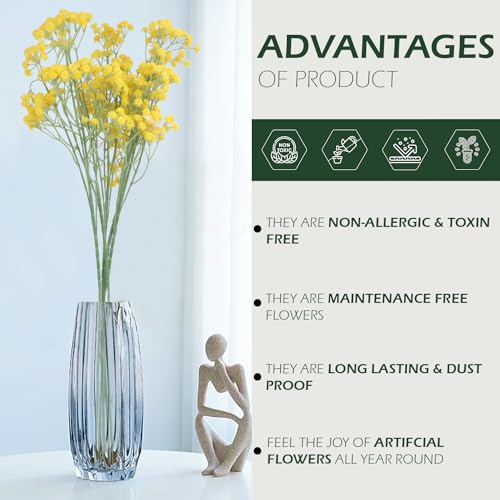 Image of HOMEVERSE 05 Pcs Baby Breath /Gypsophila Artificial Fake Silk Plants Wedding Party Decoration Real Touch Flowers DIY Home Garden(Yellow-05)