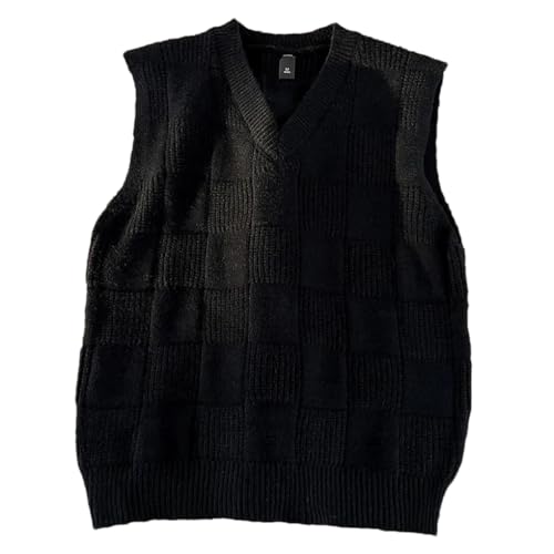Men'S Retro Knitted Vest Fall Winter Loose Vest V-Neck Pullover Sleeveless Knitwear4