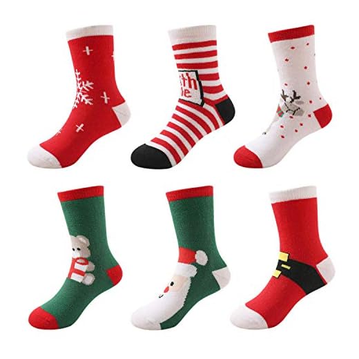 DEBAIJIA Chaussettes Epaissir Bébé Fille Garçon en Coton Peigné Respirant Hiver Chaude Chaussette - 6 Paires-édition de Noël - Taille XS(1-3 ans)