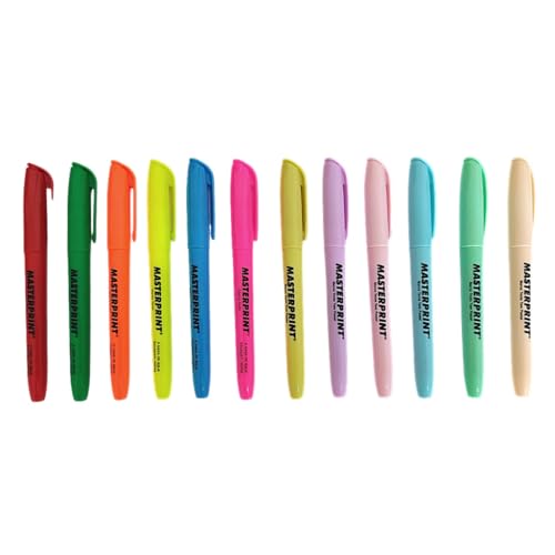 Kit 12 Marca Texto (6 Neon + 6 pastel) Masterprint