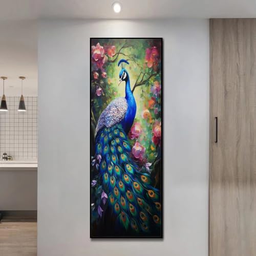 Broderie Diamant Kit Complet Forêt Paon 195x65 cm, strass 5D haute définition pour adulte 397L