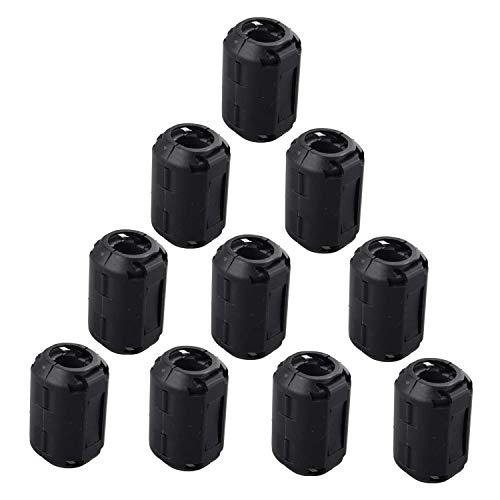 Futheda 10PCS Noise Filter Cable Ring, Snap on Ferrite Ring Core Anti-interference Bead Choke Ring Cord RFI EMI Noise Suppressor High-frequency Filter with 13mm Inner Diameter Ferrite Cable Clip Black