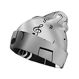 PQruop Sombreros de punto para adultos con estampado de notas musicales, cálidos y sencillos, sombreros de esquí al aire libre, sombreros decorativos versátiles, color negro