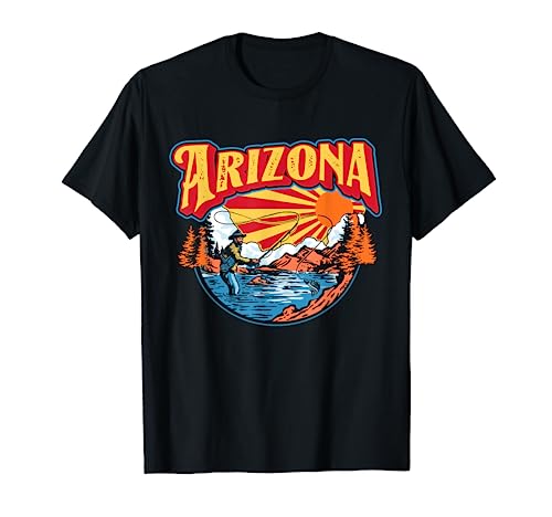 Arizona Fly Fishing AZ State Flag Trout Fisherman Vintage T-Shirt