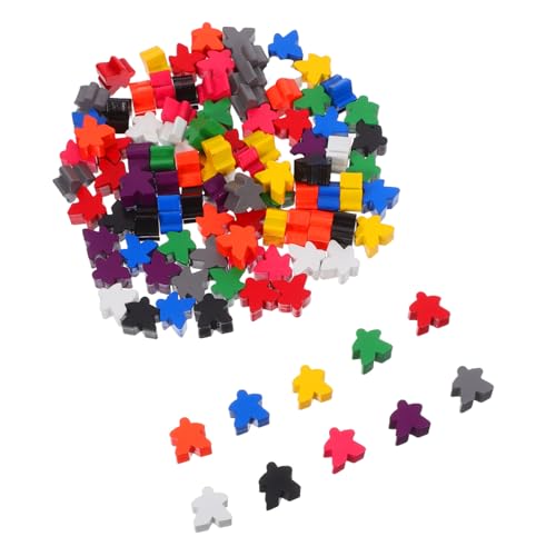 TOBBOMEY 100個彩色木制棋子 木製ミープル チェス駒 木製ボードゲーム駒 家族 教室向け 取り 仕け用交換用フィギュア