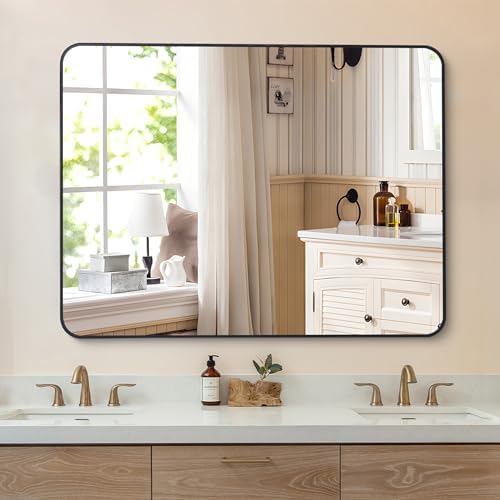 Leyden Bathroom Mirror Wall Mounted, 30 x 40 inches Rectangle Frameless ...