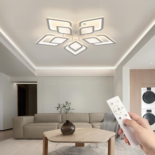 EASY EAGLE Lampara Techo Regulable: Plafon Led Techo Moderno con Mando a Distancia y APP 3000K-6500K, Luz de Techo para Salon Dormitorio Moderno, 48W 4800LM 61CM