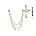 Cross Gold Silver Men'S Brooch Suit Pin with Gem Rhinestone Buckle Brooches Chain tassel Lapel Collar Pins Shirt Decoration Metal Tie Clips Brooch Pins Women Coat Pin with Gift (Gold)