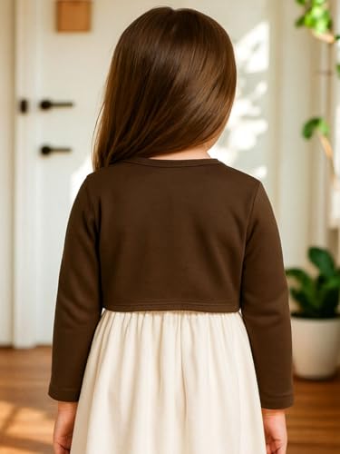 Image of KRYPTIC Kids Girls Crop Length Cotton Shrug - Soft Lightweight Open Front Layer for Stylish Everyday Wear Casual Outfits