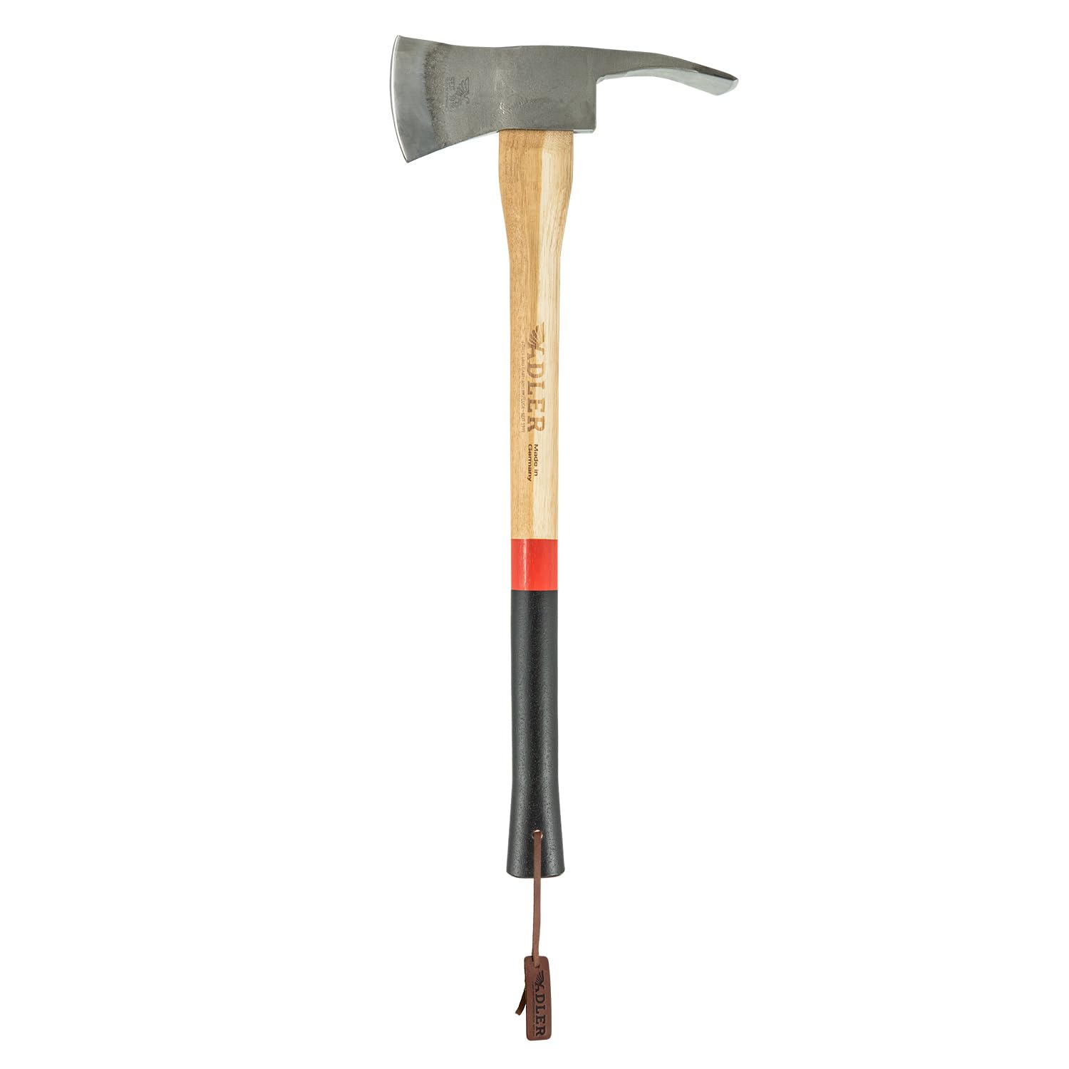 ADLER Pulaski Feuerwehr-Axt aus C60 Stahl – Kombi-Hacke mit geradem Holzstiel (60 cm / 70 cm) – 2-in-1 Axt und Hacke für Holzarbeiten, Garten, Camp & Trail (rot/schwarz, 60 cm)