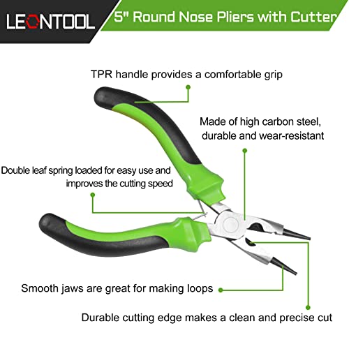 Image of 5 Inch Round Nose Pliers Wire Cutter 3-in-1 Mini Precision Pliers Wire Looping Pliers with Spring Jewelry Beading Tool Wire Looping Wrapping Beading Cutting for DIY Jewelry Making