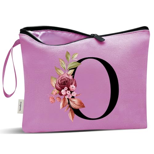 Image of Vavabox A-Z Personalized Makeup Bag, Birthday Gifts for Women Mom, Gifts for Best Friend, Bride Bridesmaid Cosmetic bag (O, 07-Purple)