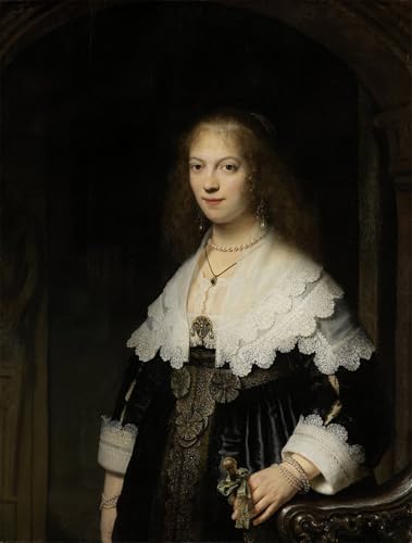 Tableaux Portrait d'une femme Rembrandt pour décoration maison chic 60x90cm