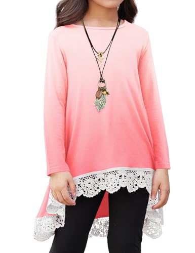 Image of Arshiner Girls Tunic Tops Casual Basic Loose Soft Swing Pullover Long Blouse T-Shirt Tee