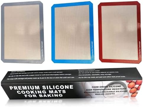 Lilymeche Concept | Silicone Baking Mat | BPA Free Large Nonstick Kitchen Professional Reusable Heat Resistant Baking Half Sheet Bakeware Mats for Cookies, Bread and Pastry(3pc) with Silicone Spatula