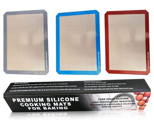 Lilymeche Concept | Silicone Baking Mat | Bpa Free Large Nonstick Kitchen Professional Reusable Heat Resistant Baking Half Sheet Bakeware Mats For Cookies, Bread And Pastry(3Pc) With Silicone Spatula #TOP1
