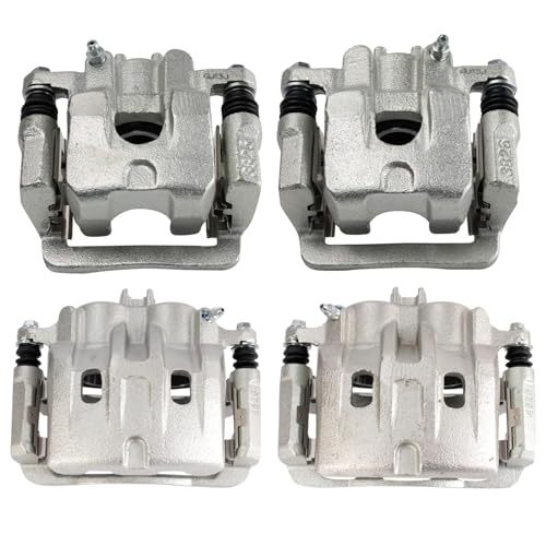 Image of TRQ Front and Rear Brake Caliper Set Zinc Coated Brackets Compatible with 2003-2006 Acura MDX