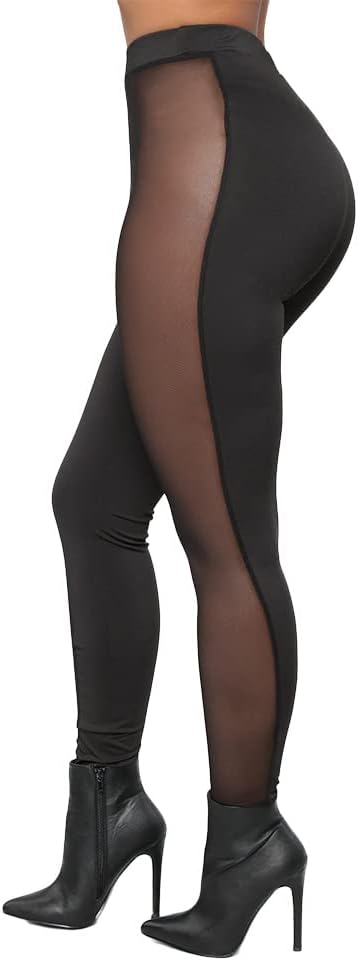 Women's Sexy See Through Sheer Mesh Pants Leggings High Waist Casual Sweatpants Tights - Image 4