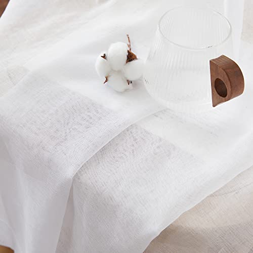 PONY DANCE Voile Curtains White Transparent Tab-Top Curtain Set of 2 Bedroom Curtains and Curtains Semi-Transparent White Curtains Linen Look Window Curtain with Loops - Image 4