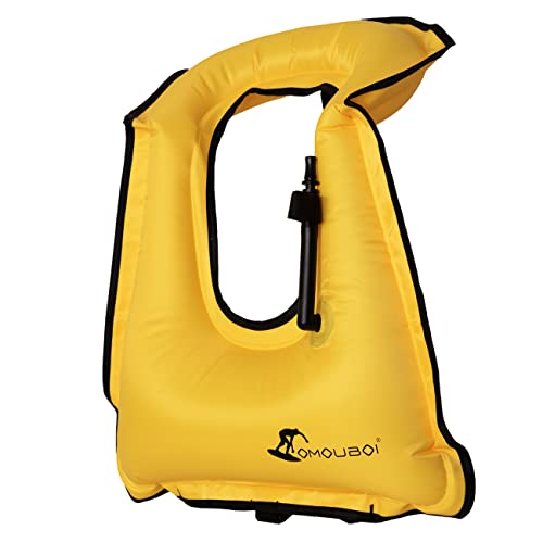 Inflatable Snorkel Vest Adults, Swim Vest Jackets for Women/Men,Snorkeling Jackets for Kayaking, Paddle Boarding, Fishing, Surfing, Snorkel, Watersports, Rafting (Yellow)