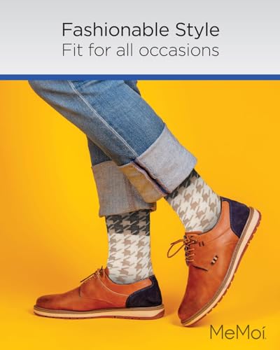 MeMoi Men's Houndstooth Rayon Dress Crew Socks4