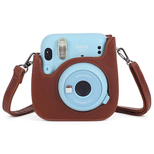 Funda para cámara Instax Mini 12 con correa ajustable marrón miniatura 4