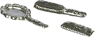 Dolls House Dressing Table Set Mirror Brush Comb Silver