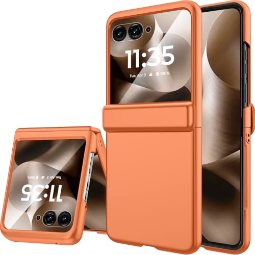 Coque Motorola Razr 60 Ultra fine et rigide haute résistance avec verre trempé premium orange
