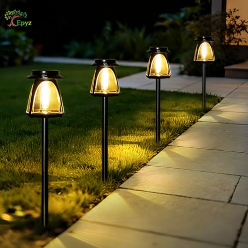 Image of Epyz Solar Light Outdoor Garden Pathway Stake Light, IP65 Waterproof for Walkway Yard Backyard Lawn Landscape Decorative Pack of 1, Warm Yellow