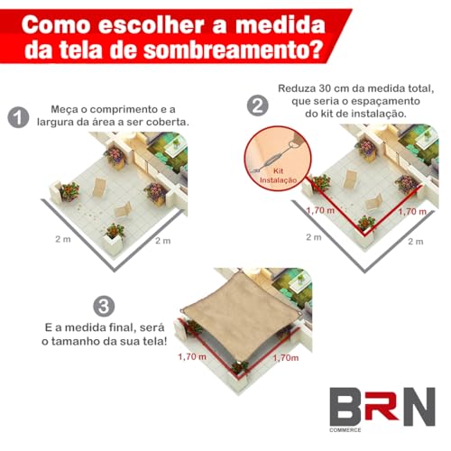 Tela Toldo De Sombreamento Sombralux 3x2m + Kit De Instalação