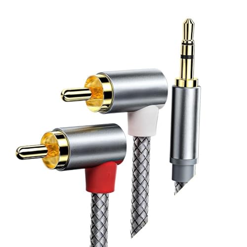 Cable adaptador Jack 3.5mm a 2 RCA ángulo 90° 3m miniatura 1