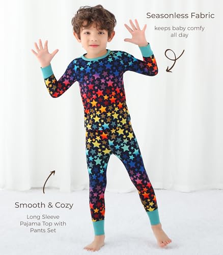 Image of Toddler Boys Girls Clothes Viscose from Bamboo Long Sleeve Top and Pants Clothing Set Soft 2Pcs Kid Outfit