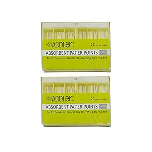 ADDLER DENTAL PAPER POINTS 4% (2X200 Sticks Each) SIZES:- 15, 15. TOTAL 2 PKTS