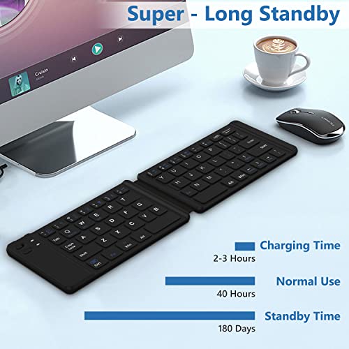Acoucou Foldable Bluetooth Keyboard, Travel Portable Multi-Device Wireless Keyboard, Pocket Size Keyboard Compatible With Mac/Ios, Windows, Android Smartphones, Tablets, Laptops,Etc #TOP2
