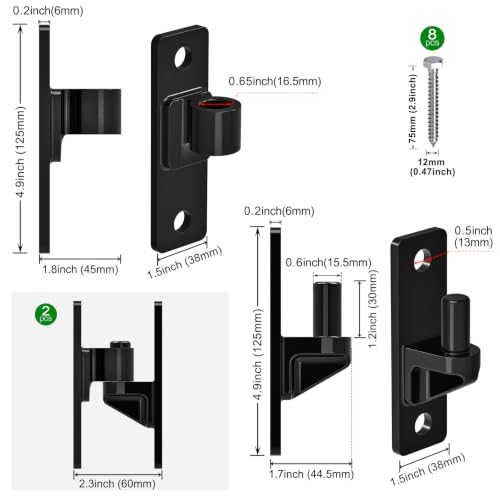 Image of Insaga Heavy Duty Gate Hinges 6MM Thick Carbon Steel, 600LB Load Capacity Black Wall Mount Gate Hinge with 8 Screws, Electrocoated Rustproof Farm Gate Hinges for Wood Metal Fence Gates, 2Pack
