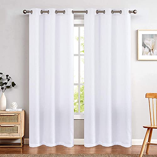 Jinchan JCCAWFEGM2-3884P2C04 White Curtains For Bedroom Waffle-Weave Textured Curtain Panels thumb #1