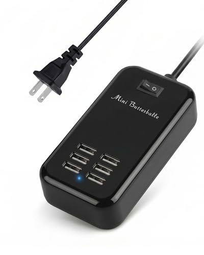 USB Charger Station, 6 Port Desktop Charging Station for Multiple Devices, Wall Power Strip with Switch