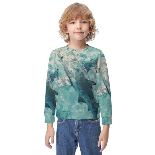 Hammerhead Shark (3) Children's Casual Pullover Sweatshirt Loose Fit7-9Y