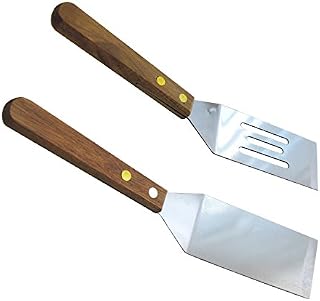 Chef Craft 20285+20981 Set of 2 Stainless Steel Mini Wood Handle, Slotted Solid