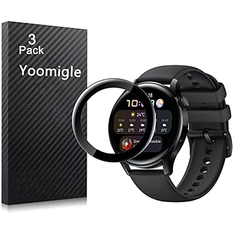 Yoomigle 3 Pack Compatible with Huawei Watch 3 Screen Protector Film Compatible with Huawei Watch 3 Smartwatch Screen Protectors Foils 3D Full Coverage Screen Cover Anti-Scratch Cover