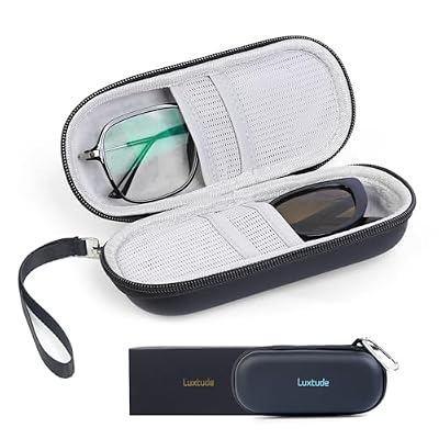 Luxtude Double Glasses Case Hard Shell, Double Eyeglass Case Sunglasses Cases, Travel Sunglasses Organizer Storage for Women Men, Black