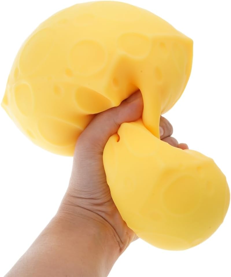 Squishy Fidget Toy Giant Cheese Squeezable Stress Relief Sensory Toys for Adults, Cute Party Favors, 3.94x3.94x3.54''