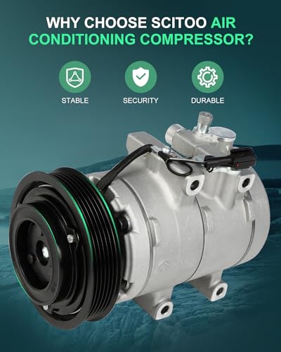 Image of SCITOO AC Compressor for Hyundai for Sonata 2.5L 1999-2001 | Fast Cooling, Ultra Low Noise (≤72 dB)Air Conditioner Compressor with Clutch, Easy Installation, 9770138171 9770138171RU