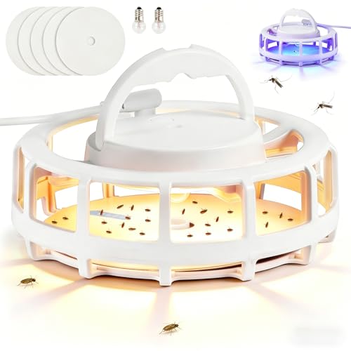 Viitech Flea Trap with 5 Sticky Pads 4 LED Light Modes Electric Fleas Traps for Home USB Powered Safe Sticky Fleas Lamp Traps for Home for Flies Moths and Mosquitoes Control