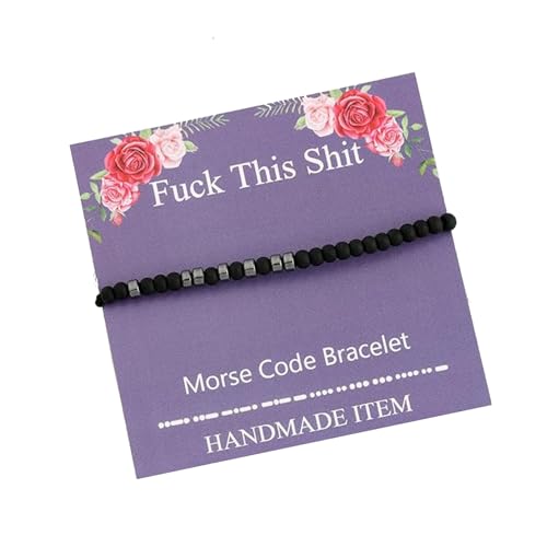 LQRI Fuck This Shit Morse Code Bracelet Humor Quote Jewelry Funny Rude Sarcastic Gift for Friend