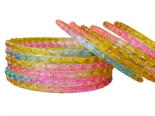 Image of JPS Plain and Glossy Finished Raindrop Glass Bangles Set for Women & Girls | Traditional Ethnic Chudi for Wedding, Party & Regular- Set of 12 Pcs of One Colour | Wedding Special